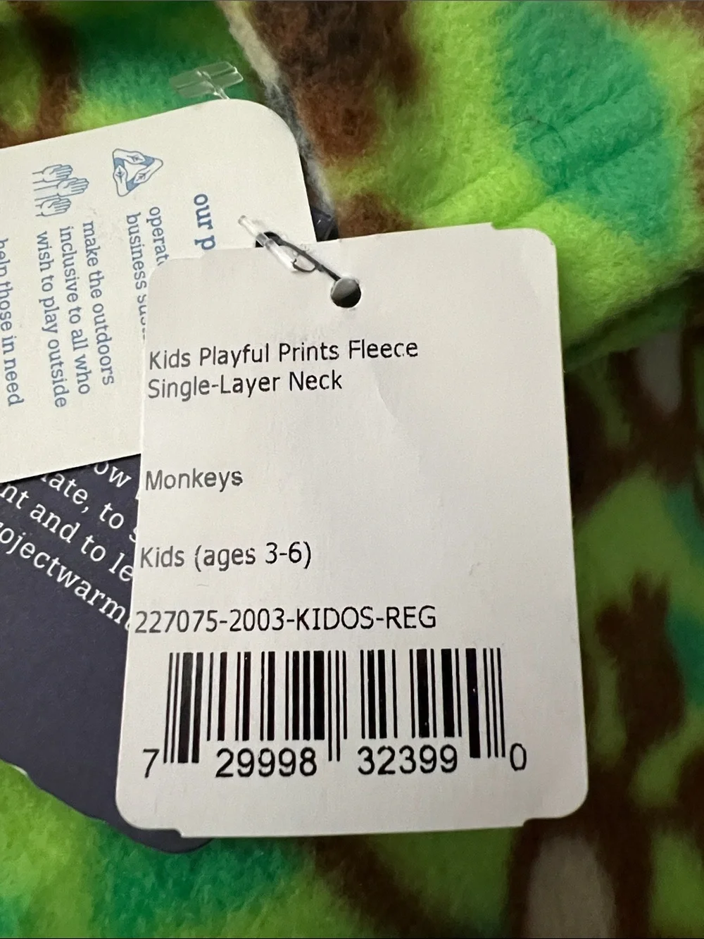Turtle Fur Kids Monkey Print Fleece Neck Warmer - Green
